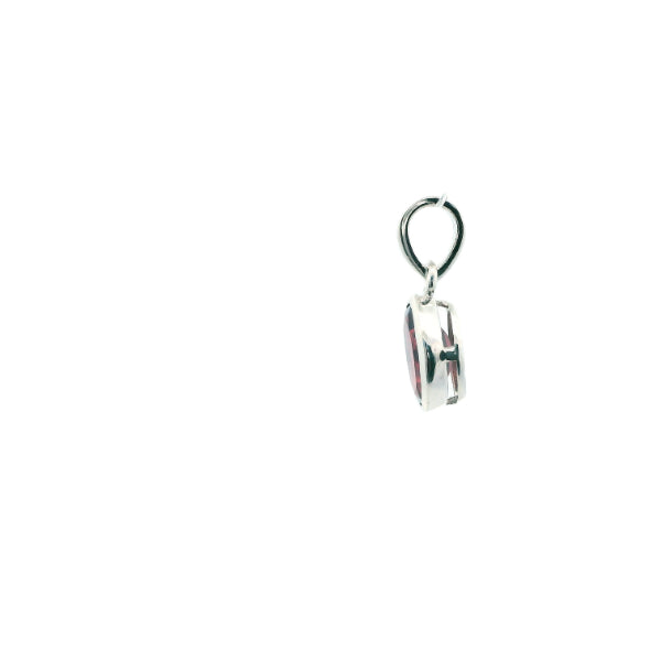 Oval garnet rubover pendant in sterling silver