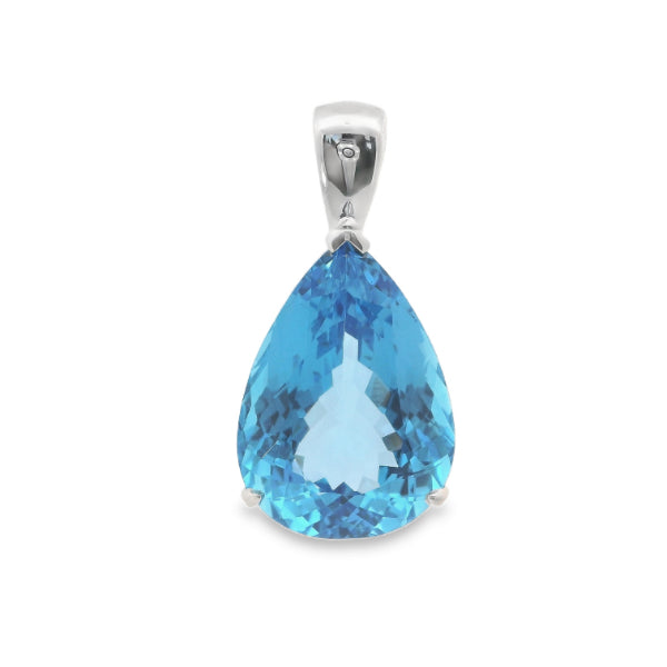 Large Blue Topaz Teardrop pendant in silver