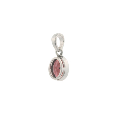 Oval garnet pendant in sterling silver