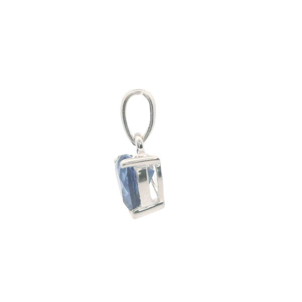 Synthetic sapphire heart pendant in sterling silver