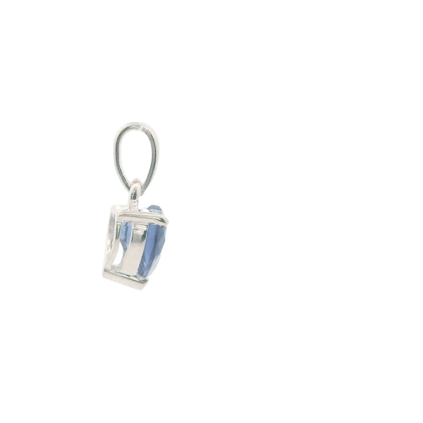 Synthetic sapphire heart pendant in sterling silver