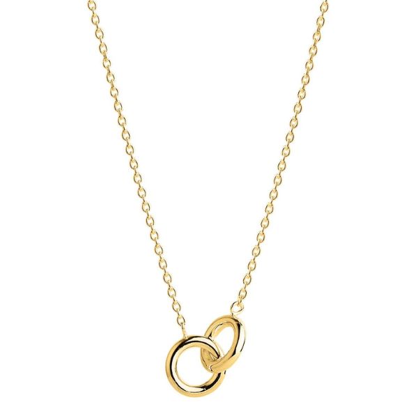 Najo - Embrace interlocking ring necklace in gold plated silver 42cm