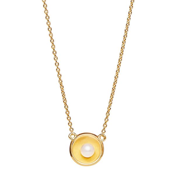 Capri gold plated silver necklace with pearl from Najo