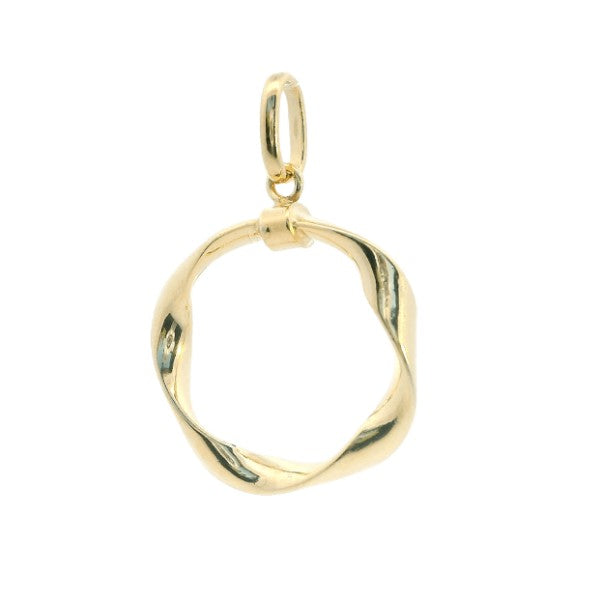 Twist circle pendant in bonded 9ct yellow gold and sterling silver - 19mm