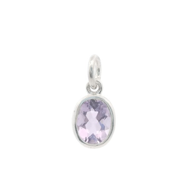 Sterling silver rubover pendant with oval Amethyst
