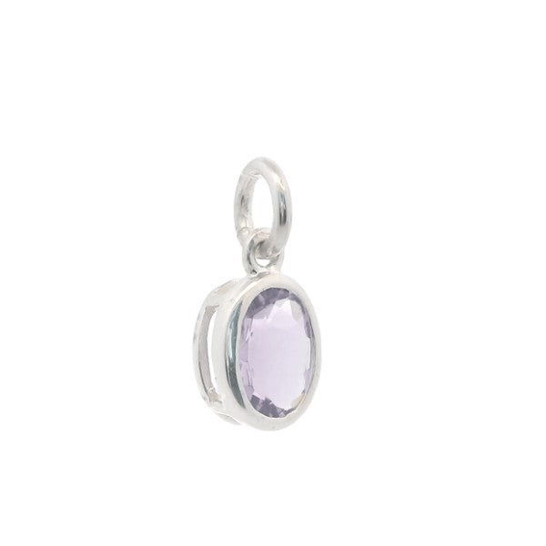Sterling silver rubover pendant with oval Amethyst