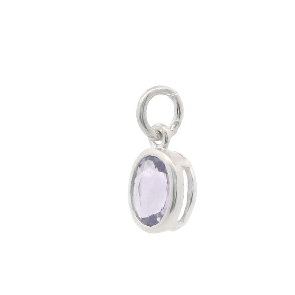 Sterling silver rubover pendant with oval Amethyst