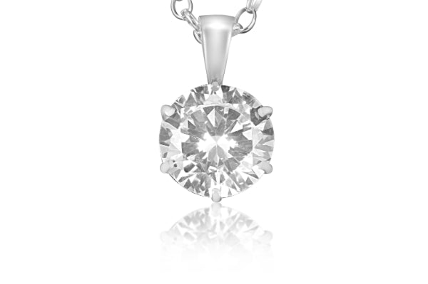 Large claw set CZ pendant in sterling silver