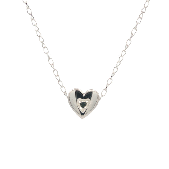 Sliding heart on 45cm cable chain in sterling silver