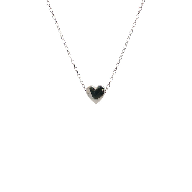 Sliding heart on 45cm cable chain in sterling silver