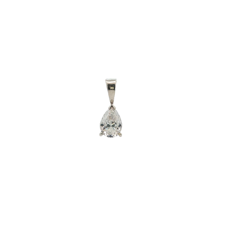 Pear cubic zirconia drop pendant in sterling silver