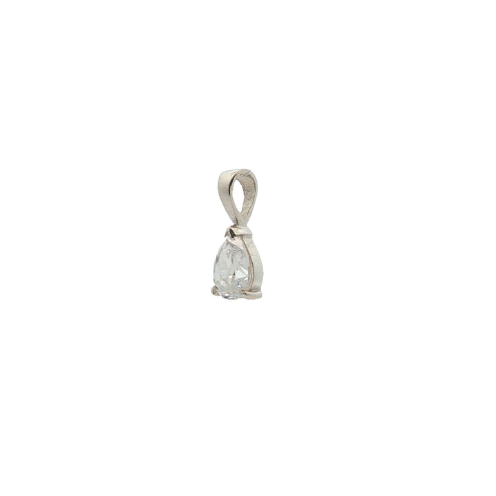 Pear cubic zirconia drop pendant in sterling silver
