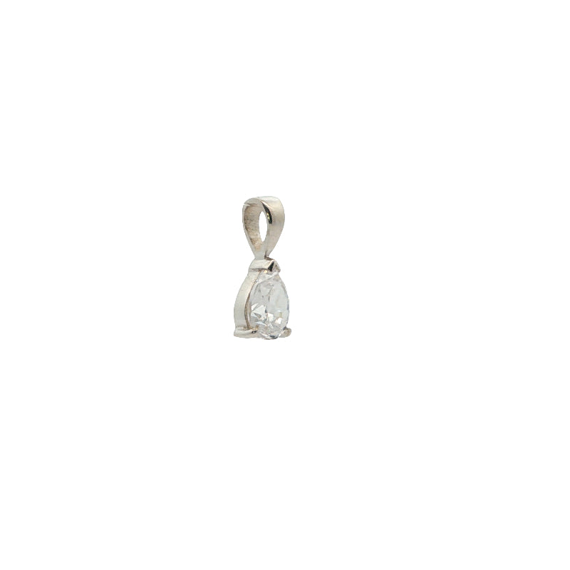 Pear cubic zirconia drop pendant in sterling silver