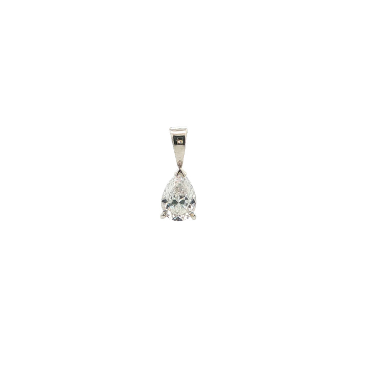Pear cubic zirconia drop pendant in sterling silver