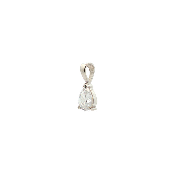 Pear cubic zirconia drop pendant in sterling silver