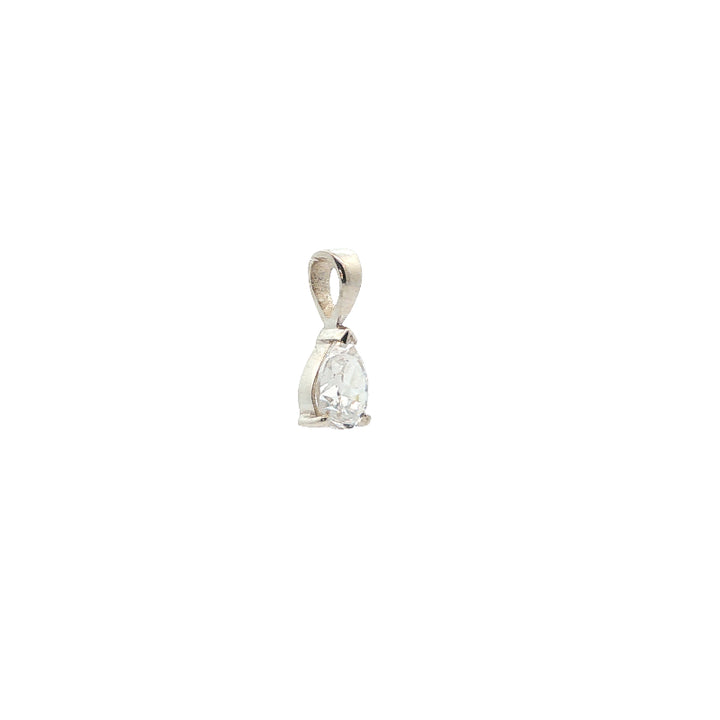 Pear cubic zirconia drop pendant in sterling silver