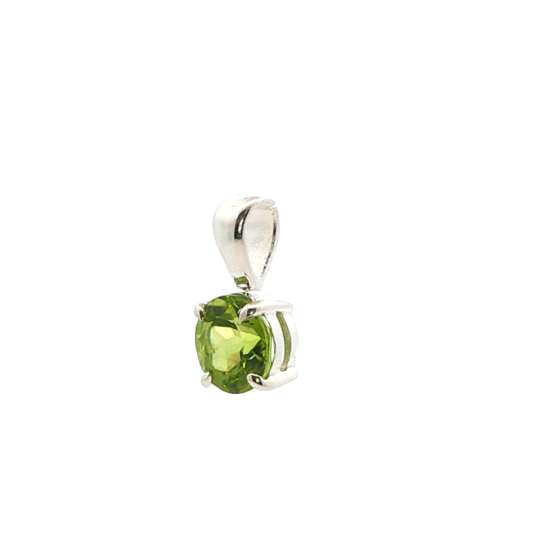 Round peridot fixed pendant in sterling silver