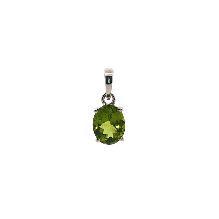 Oval peridot dop pendant in sterling silver
