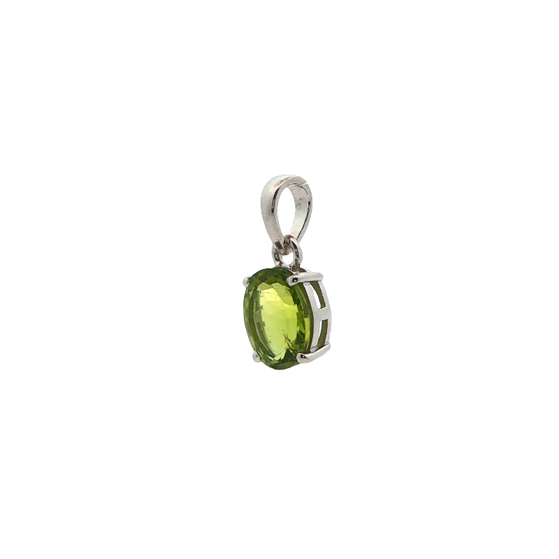 Oval peridot dop pendant in sterling silver