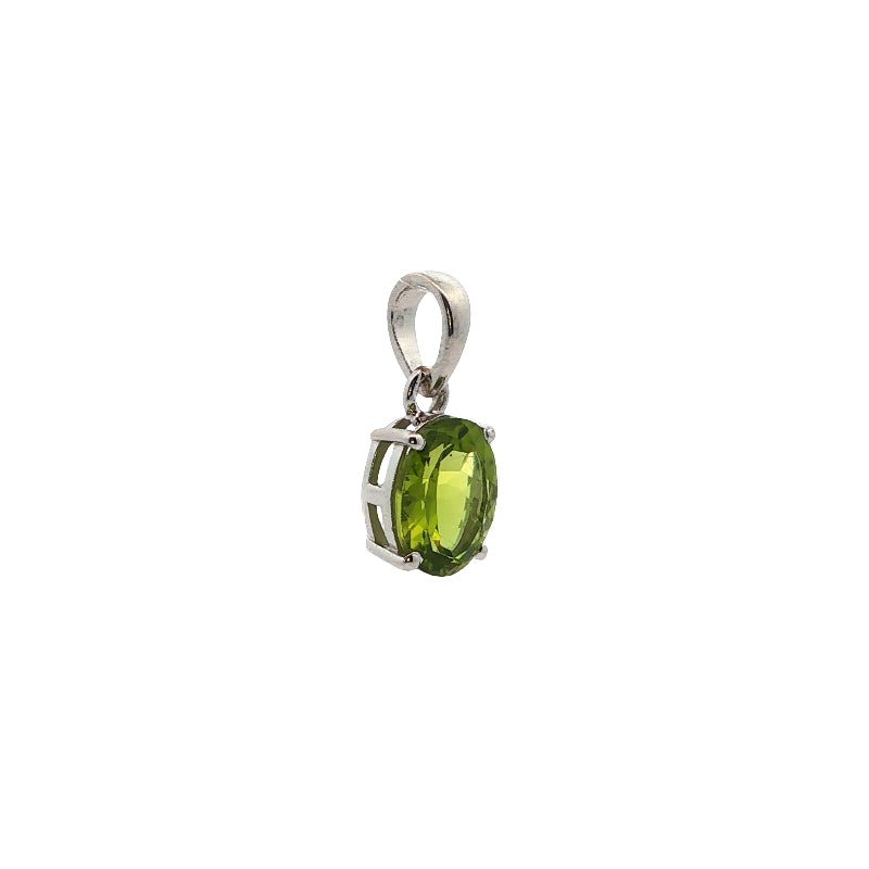 Oval peridot dop pendant in sterling silver
