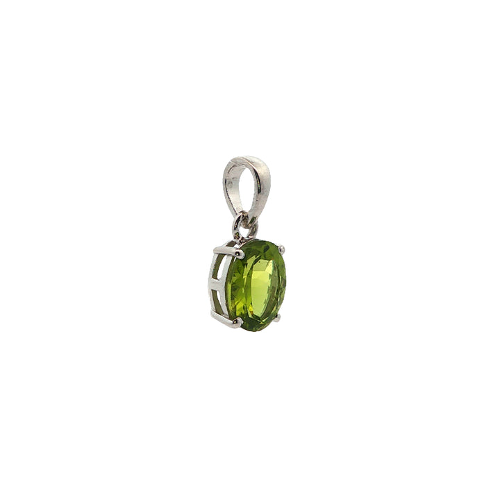 Oval peridot dop pendant in sterling silver