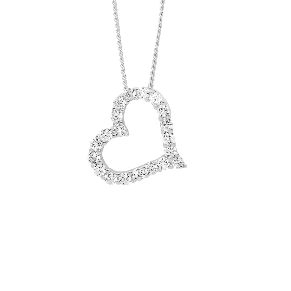 Silver cz set heart necklace from ellani