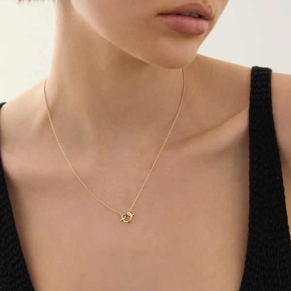 Najo - eternal pendant pretzel heart on 45cm cable chain in gold plated sterling silver