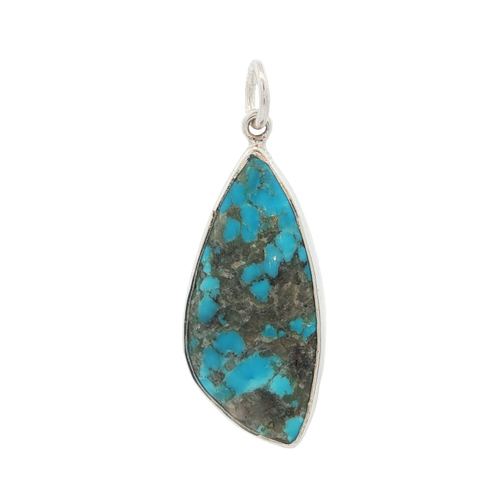 North american turquoise rubover pendant in sterling silver