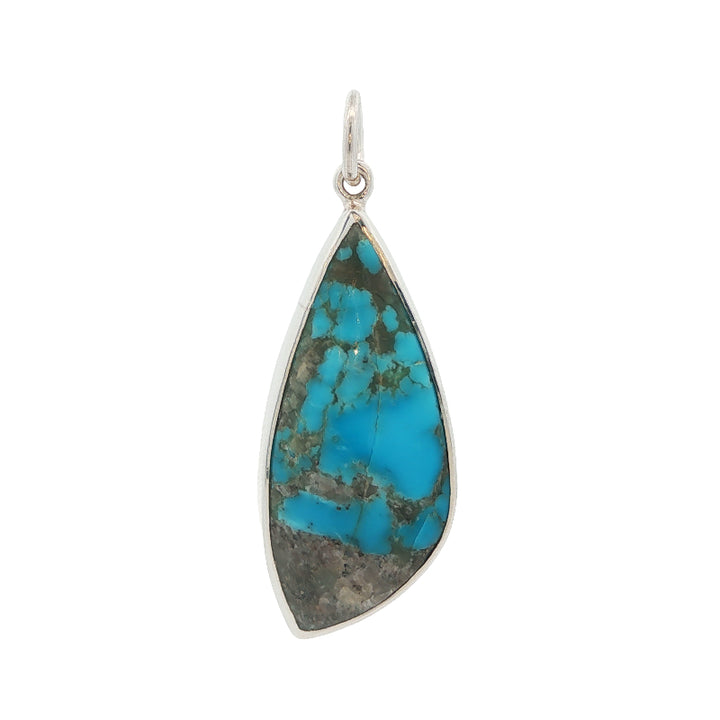 North american turquoise rubover pendant in sterling silver