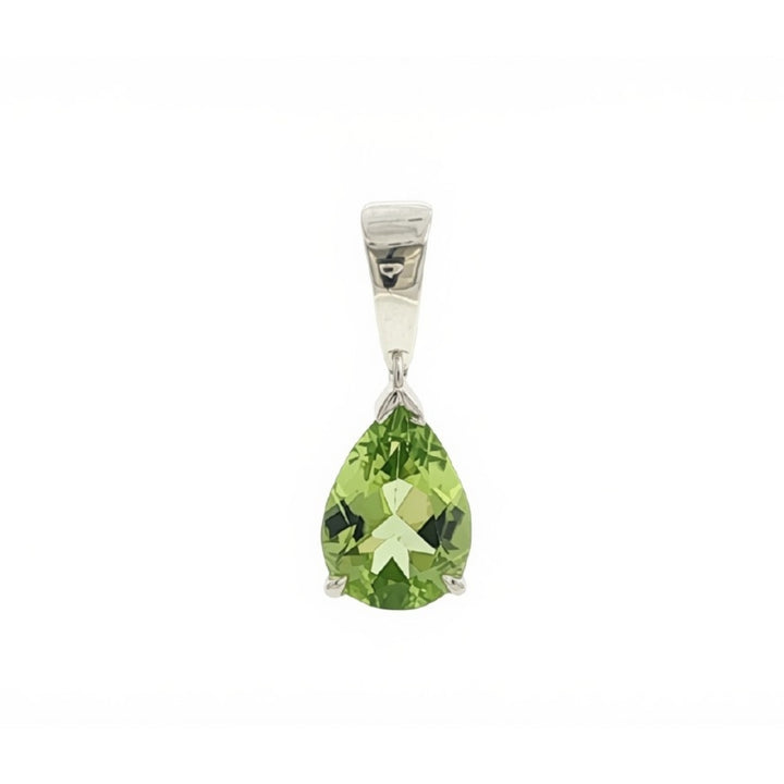 Pear shaped 7 x 5mm peridot pendant in sterling silver