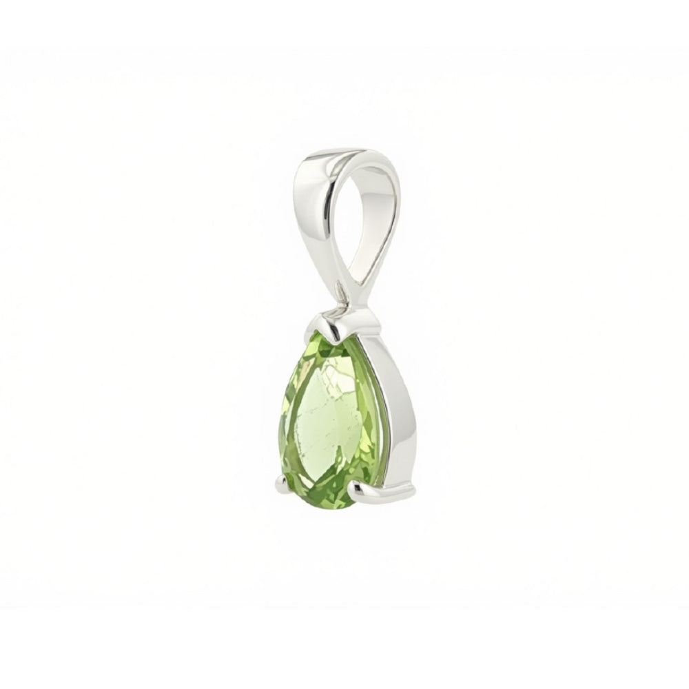 Pear shaped 7 x 5mm peridot pendant in sterling silver