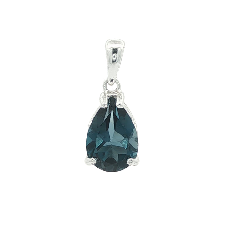 London blue topaz teardrop pendant in sterling silver