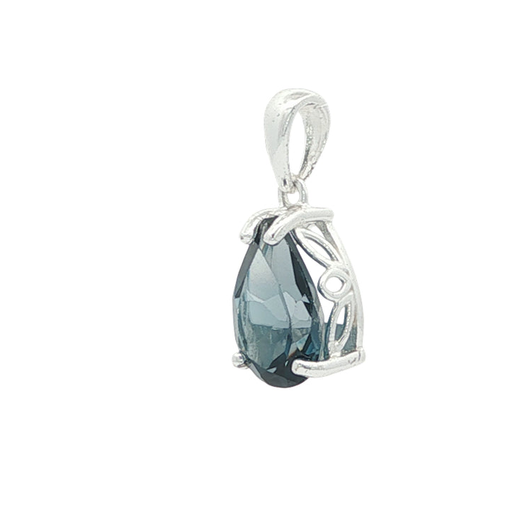 London blue topaz teardrop pendant in sterling silver