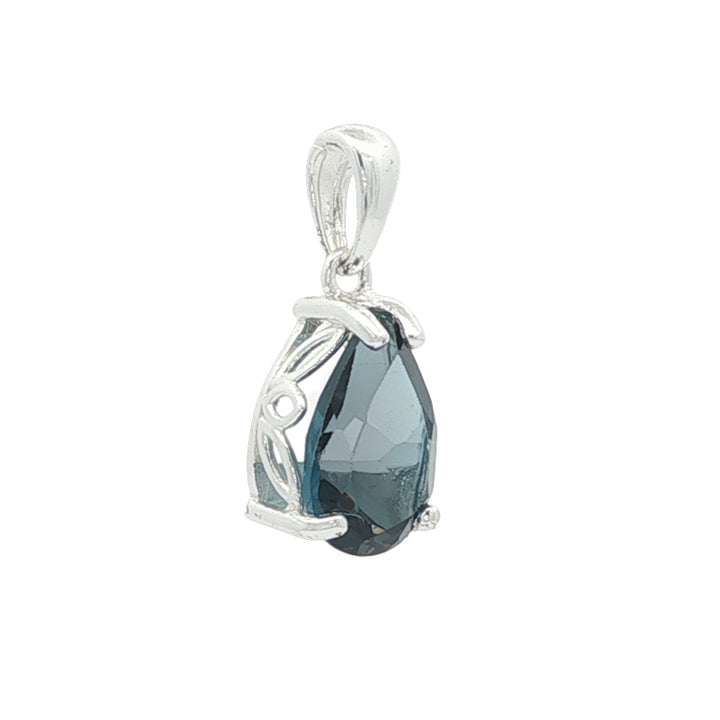 London blue topaz teardrop pendant in sterling silver