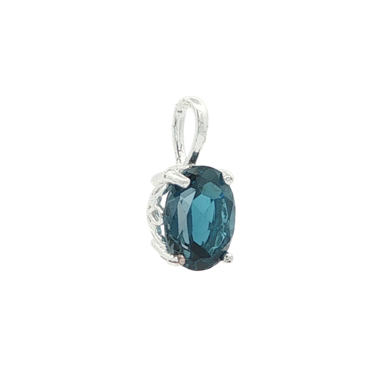Oval london blue topaz pendant in sterling silver