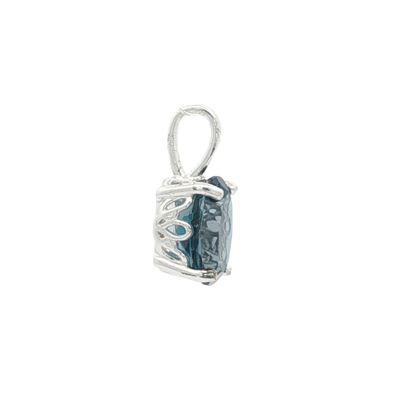 Oval london blue topaz pendant in sterling silver