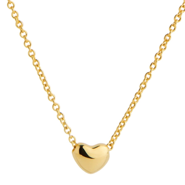 Najo - Harmony necklace with heart on cable chain in gold plated sterling silver - 45cm + 5cm extension