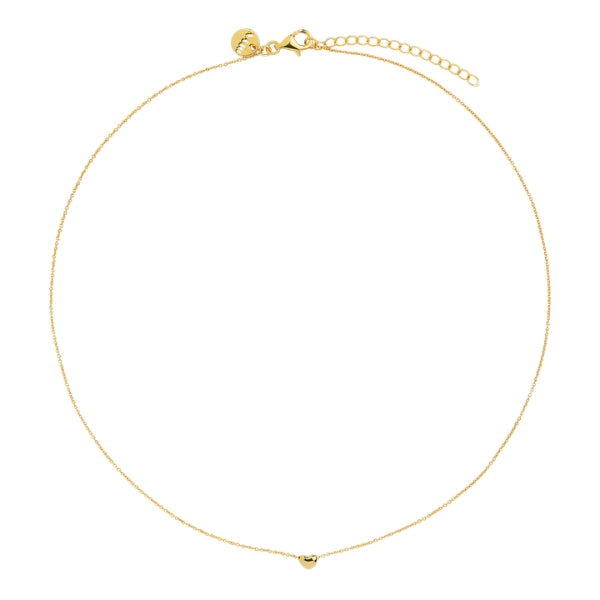 Najo - Harmony necklace with heart on cable chain in gold plated sterling silver - 45cm + 5cm extension