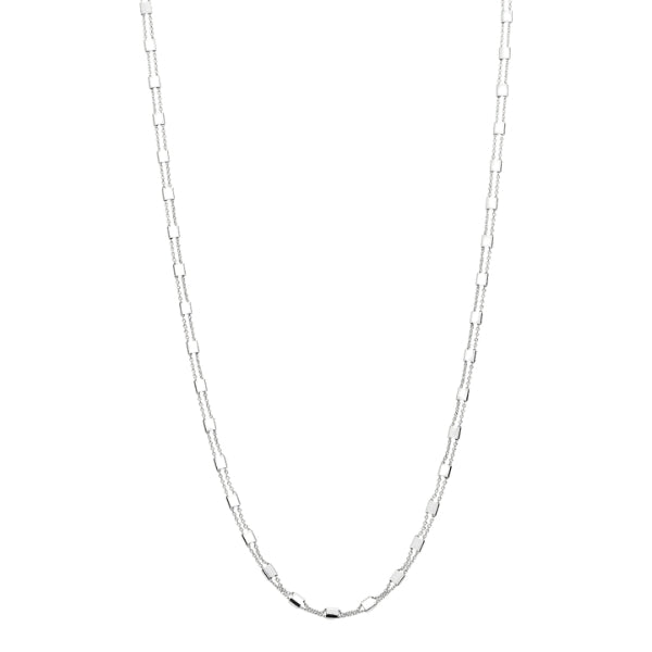 Najo - Summer veil neckalve with 2 chains and fixed squares in sterling silver