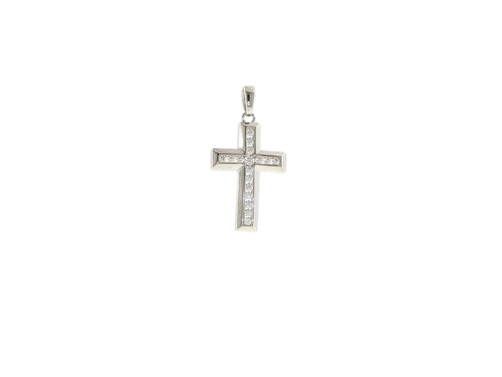 CZ set cross pendant in sterling silver