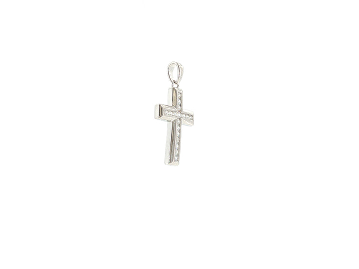 CZ set cross pendant in sterling silver