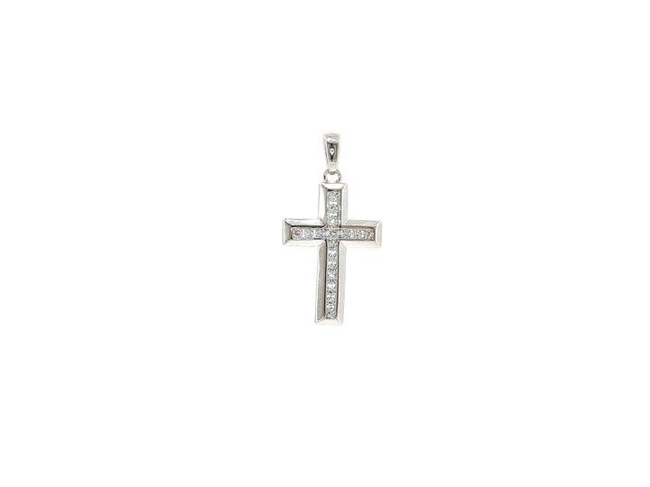 CZ set cross pendant in sterling silver