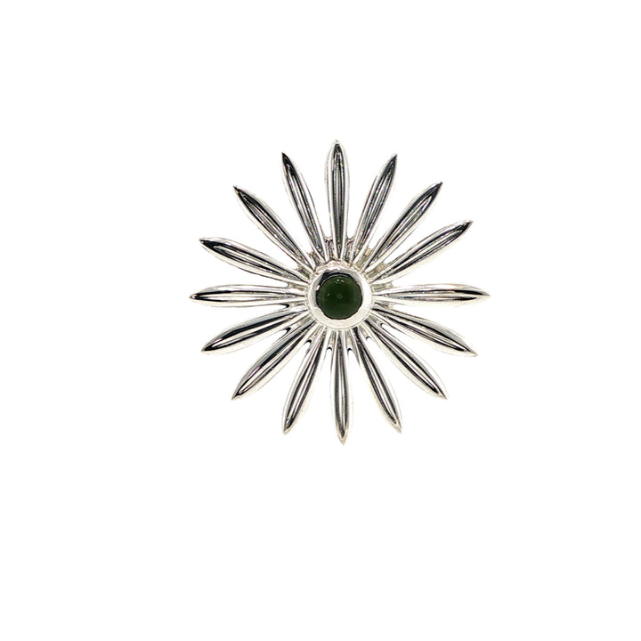 Petal pendant with Canadian greenstone in sterling silver