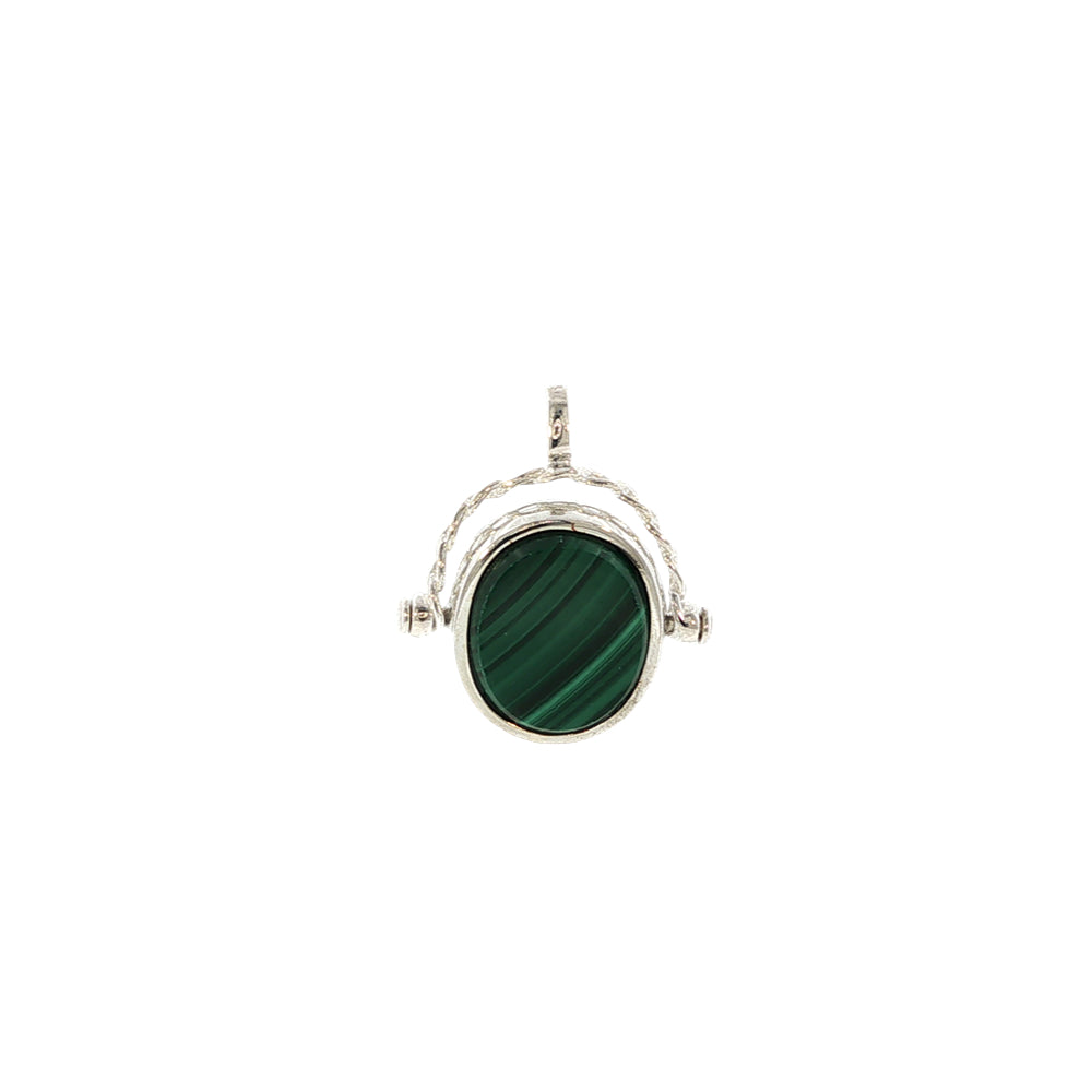 Malachite spinner pendant in sterling silver