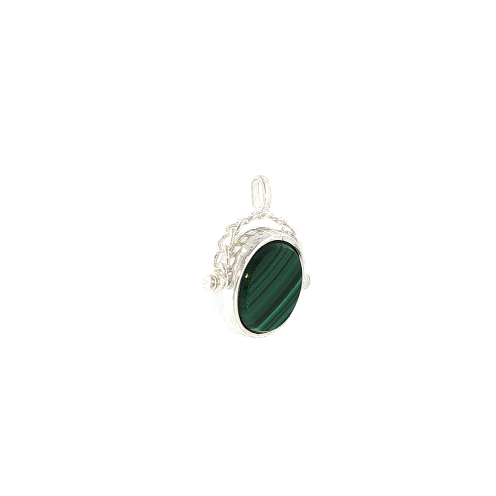Malachite spinner pendant in sterling silver