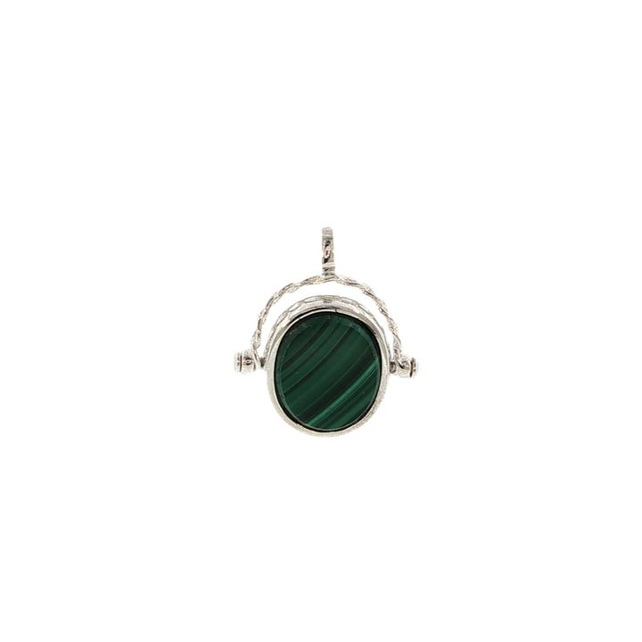 Malachite spinner pendant in sterling silver