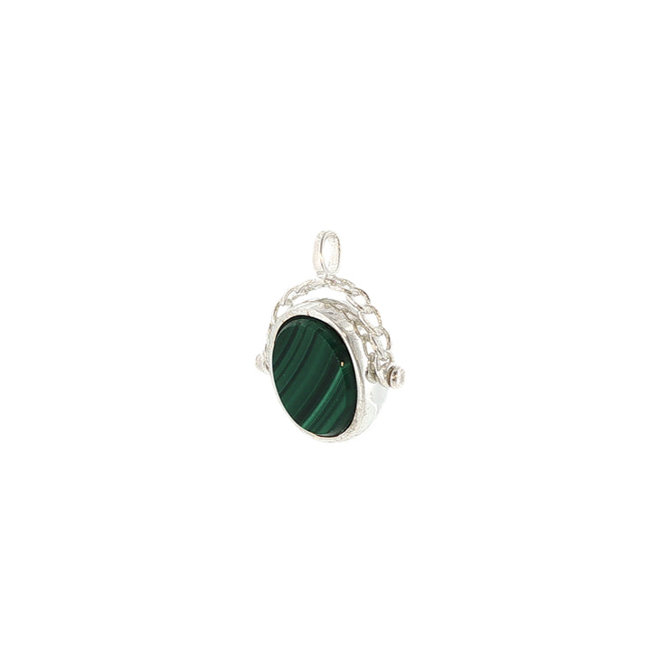 Malachite spinner pendant in sterling silver