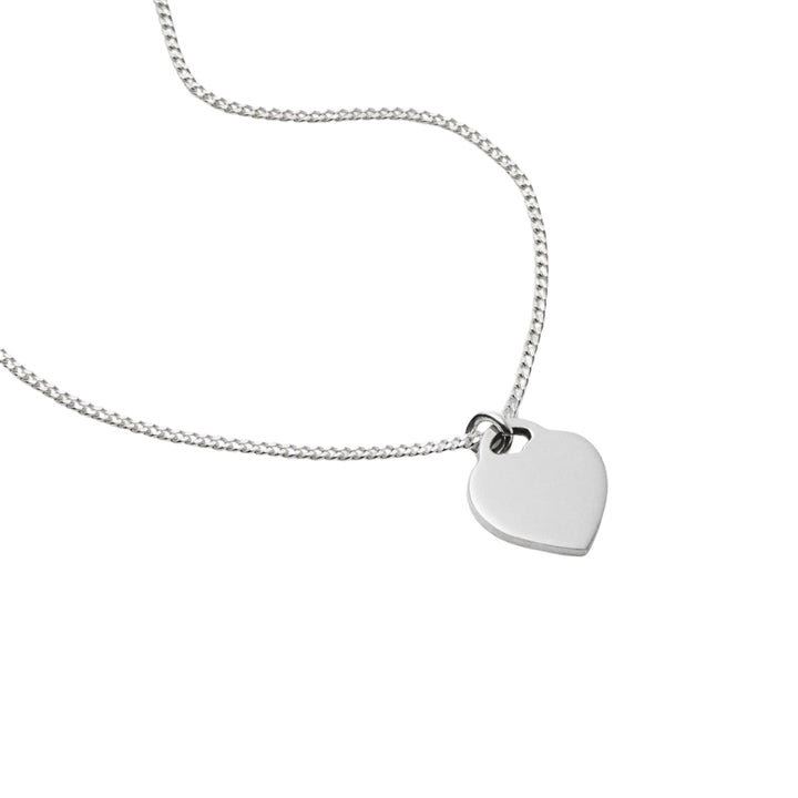Najo - promise necklace flat heart on 45cm chain + extension in sterling silver