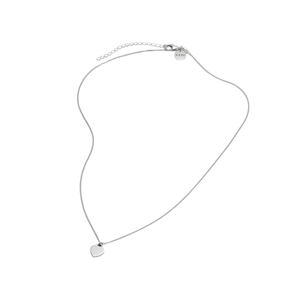 Najo - promise necklace flat heart on 45cm chain + extension in sterling silver
