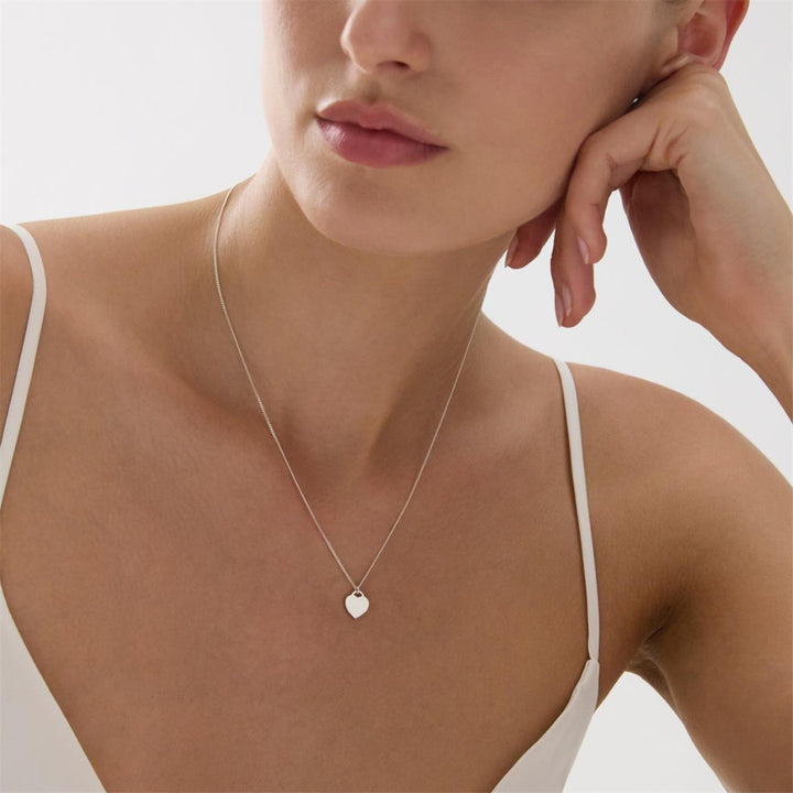 Najo - promise necklace flat heart on 45cm chain + extension in sterling silver